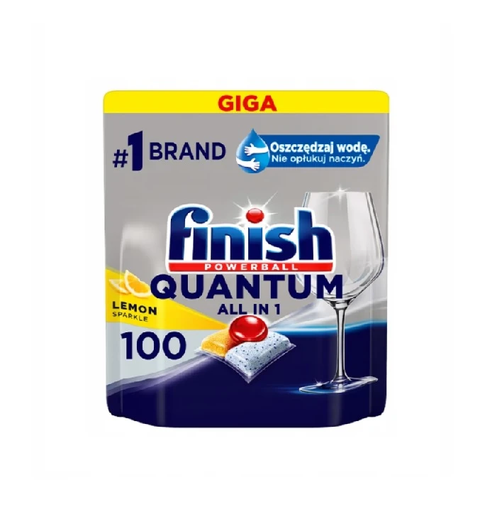 Detergent tablete pentru mașina de spalat vase Finish Quantum Lamaie All in One 100 spalari